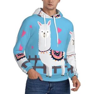 JEJEA Leuke Alpaca's Print Casual Hoodie Voor Heren,Sweatshirt Met Lange Mouwen Comfort Ademend Gym Hoodie Met Zak, Zwart, L