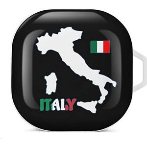 Italië kaart vlag oordopjes hoesje compatibel met Samsung hard shell beschermhoes witte stijl