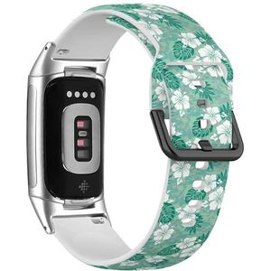 RYANUKA Zachte sportband compatibel met Fitbit Charge 5 / Fitbit Charge 6 (Hawaiiaanse aloha camouflage) siliconen armband accessoire, Siliconen, Geen edelsteen