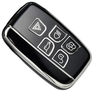 Sleutelbehuizing Voor Land Rover Autosleutel Case Cover Shell Fob Houder Voor Range Rover Sport Evoque Freelander Velar Voor Discovery 4 Voor Jaguar XE XJ XF Gitaar Autosleutelhoesje(Black key cover)