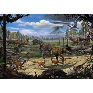 Komar Dino fleece fotobehang - dinosaurus on the Shore - afmetingen: 400 x 280 cm (breedte x hoogte) - dino, dinosaurus, oertijd, kinderkamer, behang - IANGX8-009