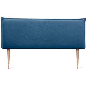 DHOME Hoofdeinde van natuurlijk linnen met gevoerde hoofdeindrand, modern top trend bed (marineblauw, 135 x 105 cm met poten (bed 120/135/140)