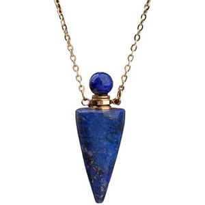 Spiritual Divination Pendulum For Dowsing Women Crystal Quartz Perfume Bottle Pendant Necklace Reiki Chakra (Color : Lapis Gold)