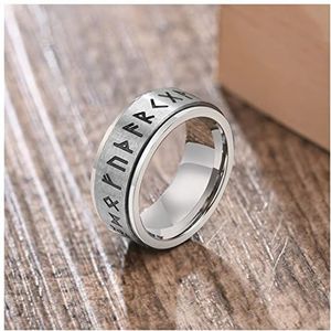 Ringen Retro Punk roestvrij stalen ringen for mannen, 6 / 8mm spinner bruiloft band casual sieraden, stress release accessoire 925 Sterling Zilver Ring (Color : 7, Size : 8mm R-584BS)