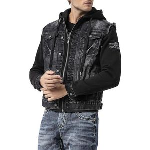 Cipo & Baxx Jeansjack voor heren: stijlvol denimjack met knoopsluiting en zakken, zwart, L
