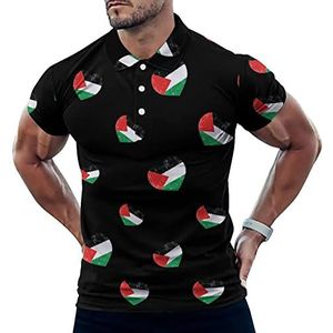 Palestina Retro Hart Vlag Grappige Mannen Polo Shirt Korte Mouw T-shirts Klassieke Tops Voor Golf Tennis Workout