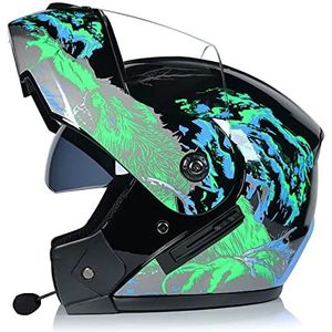 Motorhelm, Volledige motorhelm met anti-condens dubbel vizier Bluetooth ingebouwde microfoon ECE-goedgekeurd B3,XL=61-62CM(C1,L=5960CM)