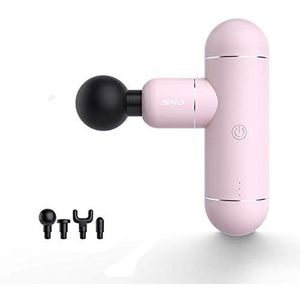 Massagepistool, mini massage gun, massageapparaat met 3 snelheden, elektrisch handmassageapparaat met 4 massagekoppen voor nek, schouders, rug, 1500 mAh - 2500 mAh