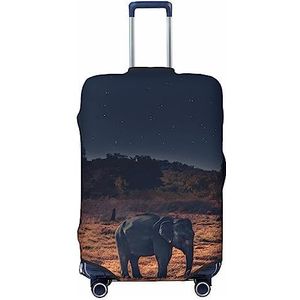 UNIOND Grijze olifant bedrukte bagage cover elastische reiskoffer cover protector fit 18-32 inch bagage, Zwart, S
