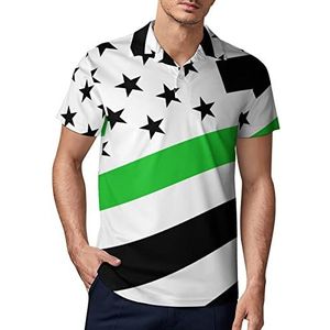 Groene dunne lijn Amerikaanse vlag heren golf poloshirt zomer korte mouw T-shirt casual sneldrogende T-shirts 5XL