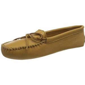 Minnetonka Vrouwen dubbele hertenhuid softsole mocassins, Beige natuurlijk, 38 EU