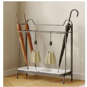 YFAURNDE Parapluhouder,Paraplu-organizer,Grote capaciteit/met lekbak aan de onderkant/waterafvoer/opbergruimte for regenkleding in de entree van het huishouden/lange(Black)