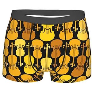 942 Heren ondergoed geel viool patroon sport ondergoed met elastische tailleband heren boxers ademende workout boxershorts, voor vriend, vader, mannen, Boxershorts voor heren 2061, M