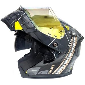 Opklapbare Motorhelmen ECEDOT-Goedgekeurde Integraalhelm Met Geïntegreerd Motormodulaire Helm Met Dubbel Vizier Crash Racing Helm Ventilatie Heren Dames 2,XL:61-62CM