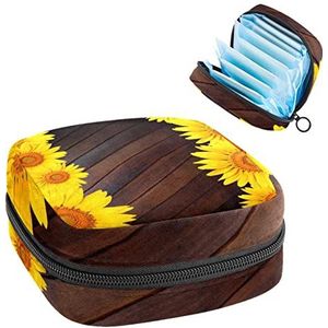 zonnebloem, Periode Pouch Draagbaar, Tampon Opbergtas,Tampon Houder voor Portemonnee Vrouwelijke Product Organizer, Meerkleurig, 4.7x6.6x6.6 in/12x17x17 cm