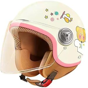 Kindermotorhelm, scooterhelm, jethelm met zonneklep, scooterhelm voor meisjes, bromfietshelm voor jongens, 48-55 cm, voor kinderen van 3-15 jaar B,50-58CM