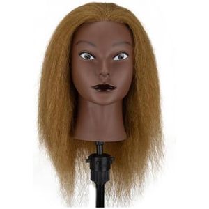 Afro-mannequinhoofden for het vlechten van Maniquí-haarpoppen, echte mensentrainingskapsalonmodel, natuurlijke haarverzorgingsset for vrouwen, pruiken(Only head 4)