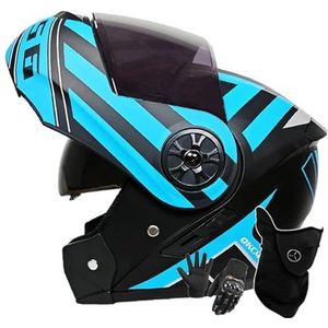 Motorhelm Systeemhelm Modulaire Helm Geïntegreerde Motorhelm Met Dubbel Vizier DOT/ECE-Gecertificeerde Bromfiets-Scooterhelm Voor Volwassenen Dames Heren K,XL/61-62CM