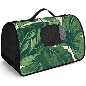 Huisdier Handtas Groen Gebladerte Botanische Gedrukt Draagbare Outdoor Kat Zakken Kat Carrier Portemonnee Kleine Hond Carrier Voor Reizen/Auto/Outdoor