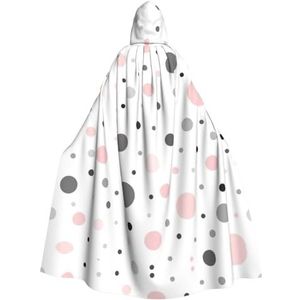 WURTON Roze Grijs Wit Moderne Polka Dot Patroon Print Hooded Mantel Unisex Volwassen Mantel Halloween Kerst Hooded Cape Voor Vrouwen Mannen