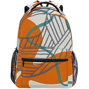 Abstracte oranje lijn graffiti schoolrugzak voor meisjes jongens middelbare school stijlvol ontwerp student tassen boekentassen, Patroon, 11.5×8×16In