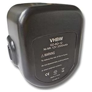 vhbw Accu vervangt Black & Decker A9252, A9266, A9275, PS130, PS130A voor elektrisch gereedschap (3000mAh NiMH 12V)