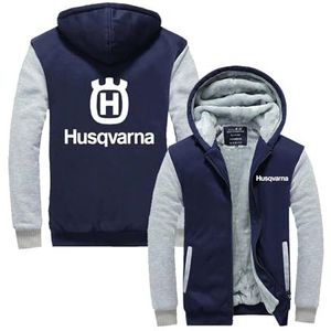 Heren Herfst-winterhoodies Voor H.u.s.q.v.a.r.n.a Met Zaksweater Contrasterende Kleur Jas Bedrukt Tops Hoody Trainingsjas Baggy Street Wear Met Ritssluiting-Light gray||L