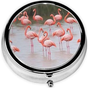 Pillendoosje Kleine Pillendoosje voor Pocket & Portemonnee Pil Organizer Draagbare Pillencontainer Leuke Geneeskunde Organizer Flamingo's Reizen Pillendoos voor Vitamine Visolie Supplementen