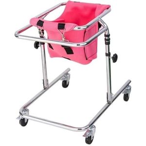 Kinderrollator For Cerebrale Parese, Opvouwbare Aluminium Kinderrollator Looprek Mobiliteit, Anti-kantel Revalidatietraining For Kinderen, Door Walker For Kids(Pink)