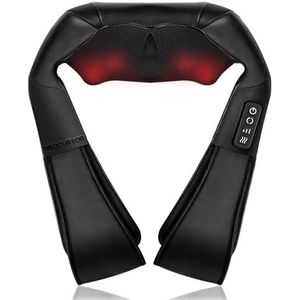 Medcursor Nek- en schoudermassageapparaat met warmte, 3D Shiatsu-massagekussen van diep weefsel voor het verlichten van spierpijn in rug, benen en lichaam, gebruik thuis, kantoor en auto. (Zwart)