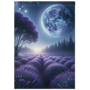 Lavendel bos maan tuinvlag 30,5 x 45,5 cm verticale dubbelzijdige welkomstvlag voor buitendecoratie