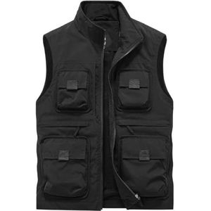 Pegsmio Outdoor Vest Voor Mannen Multi-Pocket Slim Vest Street Wear Vest, Zwart, 5XL