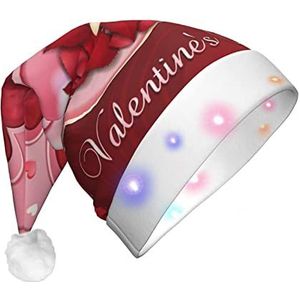 WURTON Happy Valentine'S Day Print Kerst Hoed, Kerstman Hoed, Unisex Xmas Vakantie Hoed Voor Volwassenen Nieuwjaar Feestbenodigdheden