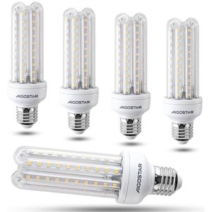 Aigostar - 15 W LED-lamp T3 4U, lamp E27, koud wit 6500 K, stralingshoek 360 °, 1510 lumen, niet dimbaar - verpakking van 5 stuks