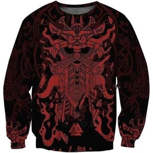 Viking sweatshirt hoodie pullover 3D print patroon hoodie hip hop streetwear lente en herfst top sport hoodie Halloween cosplay kostuum (Color : Sweatshirts, Size : XXL)