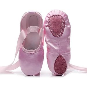 Ballet slippers kinderen kinderen punt-beginner oefenen dansschoenen zachte zool satijn ballet voor meisjes slippers dans ballerina schoen balletschoenen dames, roze, 36 EU