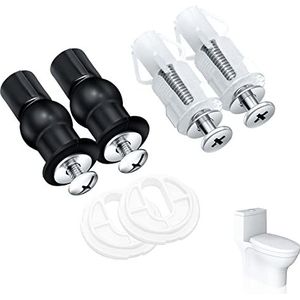 LUXUU 4 stuks toiletbril vaste schroeven, wc-deksel schroeven, universele WC-bril, bevestigingsset 2 paar expansiebouten, bevestigingsaccessoires, roestvrij staal, scharnier voor wc-deksel