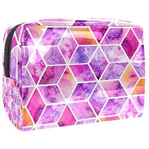 Waterdichte cosmetische tassen, Rode abstracte geometrische patroon reizen cosmetische tassen, multifunctionele draagbare make-up tassen, reizen cosmetische tas organizer voor vrouwen