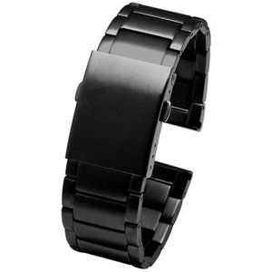 Roestvrij Stalen Armband Effen Metalen Band For Diesel DZ4316 DZ7395 DZ7305 Horlogeband 24mm 26mm 28mm 30mm Mannen Horloges Band (Color : A black, Size : 30mm)