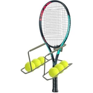 Tennisracket Opbergrek, Aan De Muur Gemonteerde Metalen Sportuitrusting Organizer, Houdt Zes Ballen En Vier Rackets Vast For Badminton/tennis/pingpong
