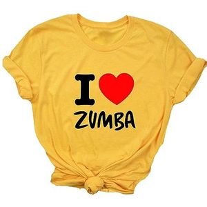 Dames casual T-shirt I Love Zumba Dance Grafische Print Korte Mouw Ronde hals Tee voor Vrije Tijd Sport Fitness Yoga, # 6, XL