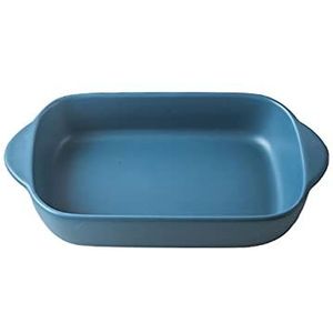 Keramische ovenschaal, taartschaal, Keramische ovenschaal Rechthoekige schalen Porseleinen bakvormen for keuken Lasagne Bakpannen, Blauw (Color : Blue)