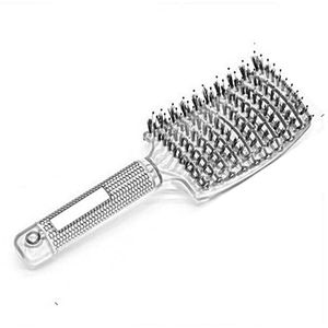 DieffematicSZ kam Women Hair Scalp Massage Comb Bristle Nylon Hairbrush Wet Curly Detangle Hair Brush for Salon Hairdressing Styling Tools (Color : Grey)