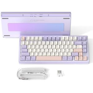 ATTACK SHARK X75 VIA Met Volledig Aluminium Draadloze Mechanische Gaming Toetsenbord, Bluetooth/2.4G/Usb-C, Hot-Swap Lineaire Schakelaars RGB, 75% QWERTY Layout Met Vijf Laagse Demping -Paars