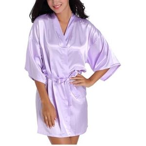 OZLCUA Satijnen badjas voor dames satijnen badjassen pyjama pyjama nachtkleding nachtkleding halve mouw sexy casual nachtkleding badjas, Lila, XL (60-65kg)
