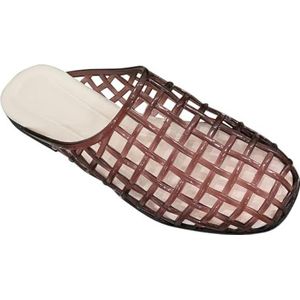 FIENZA Jelly Mesh Ballet Flats voor vrouwen, Clear Jellies Hollow Platte Sandalen Comfortabele Zomer Strand Ballerina Schoenen Slip-On Lichtgewicht PVC Slides, Pd Wijn Rood, 36.5 EU