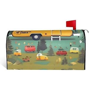 Happy Bus Camper Brievenbus Cover Standaard Formaat 45,7 cm X 53,3 cm Brievenbus Wraps Brievenbus Cover Tuin Decoraties