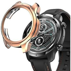 Watch Case BZN for Ticwatch Pro 3 Lite Electroplated TPU Half Wrapped Watch Beschermhoes(Zwart)(Zilver)(Goud) etc (Color : Rose Gold)