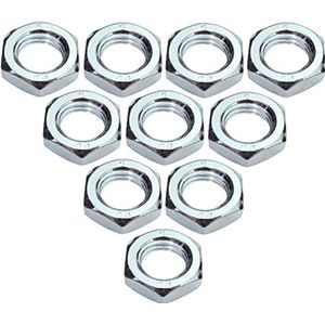 AERZETIX - C49461 - set van 10 lage M16 zeskantmoeren zeskant 6 zijden - borgmoeren met metrische schroefdraad - van verzinkt staal