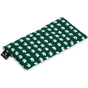 Yoga Studio Biologisch Olifant Oogkussen - 23cm x 12/13cm, Organische Lavendel & Lijnzaad Geurende Yoga Kussen voor Vermoeide Ogen en Hoofdpijn (Groene Olifant)